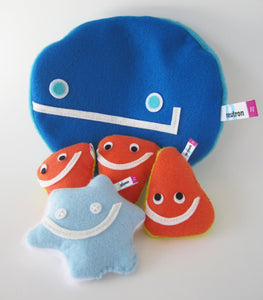 Big zip-up neutron subatomic particle plush toy